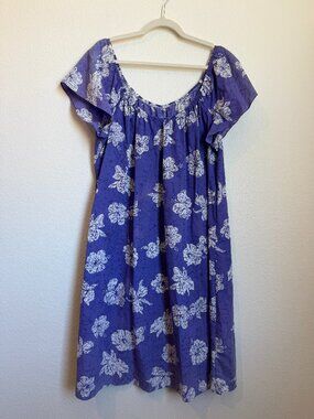 Vintage Hilo Hattie Purple Hawaiian House Dress Muumuu Floral Lounge XL Worn Sof